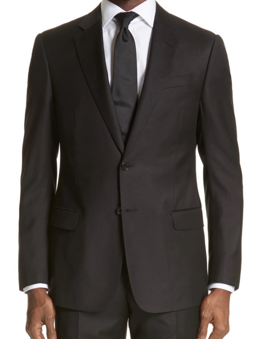 Stafford Men's Black Two-Button Suit Jacket 44 long (b3)